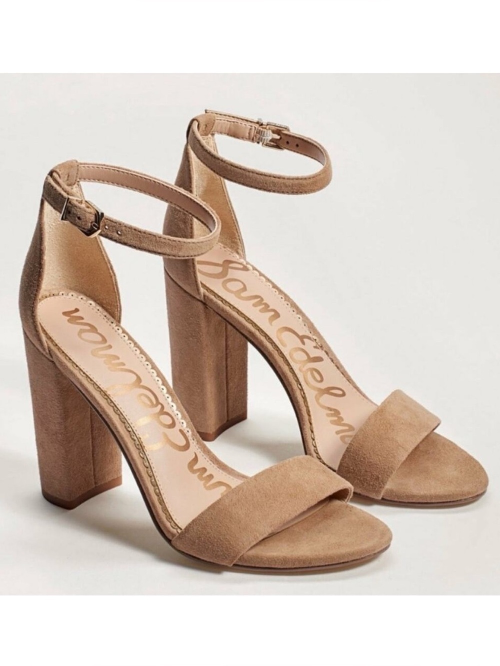 Sam Edelman Yaro Block Heel Sandal in Oatmeal Suede